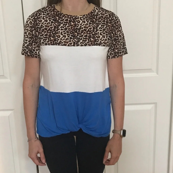 𝅺leopard &‎ Blue Color Block Top. New - Picture 6 of 9